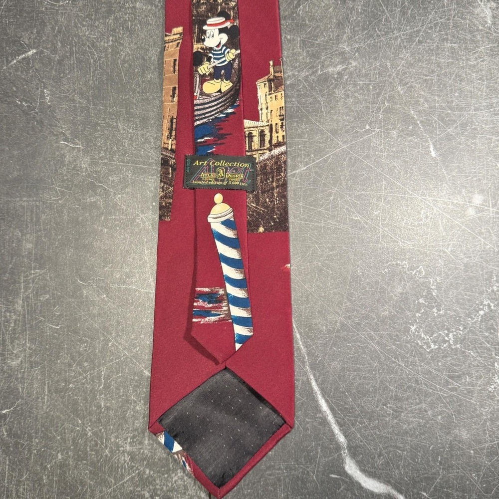 Mens Tie | Disney Atlas Design | Mickey Minnie Venice Gondola Silk Limited Ed - Picture 5 of 9